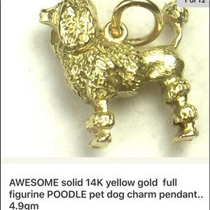 14K GOLD CHARM  PENDANT GROOMED POODLE 4.9 Grams